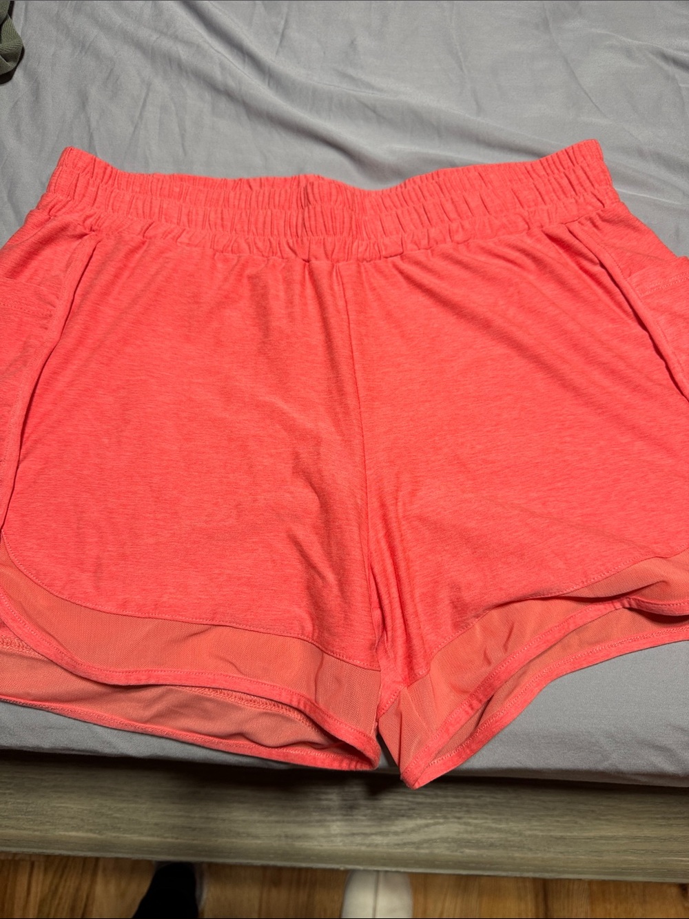 Women's Coral Athletic Shorts with Mesh Hem
